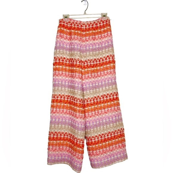 Markarian Rainbow Tweed Pants Wide Leg High Waist Retro Chic Trousers - Picture 3 of 8